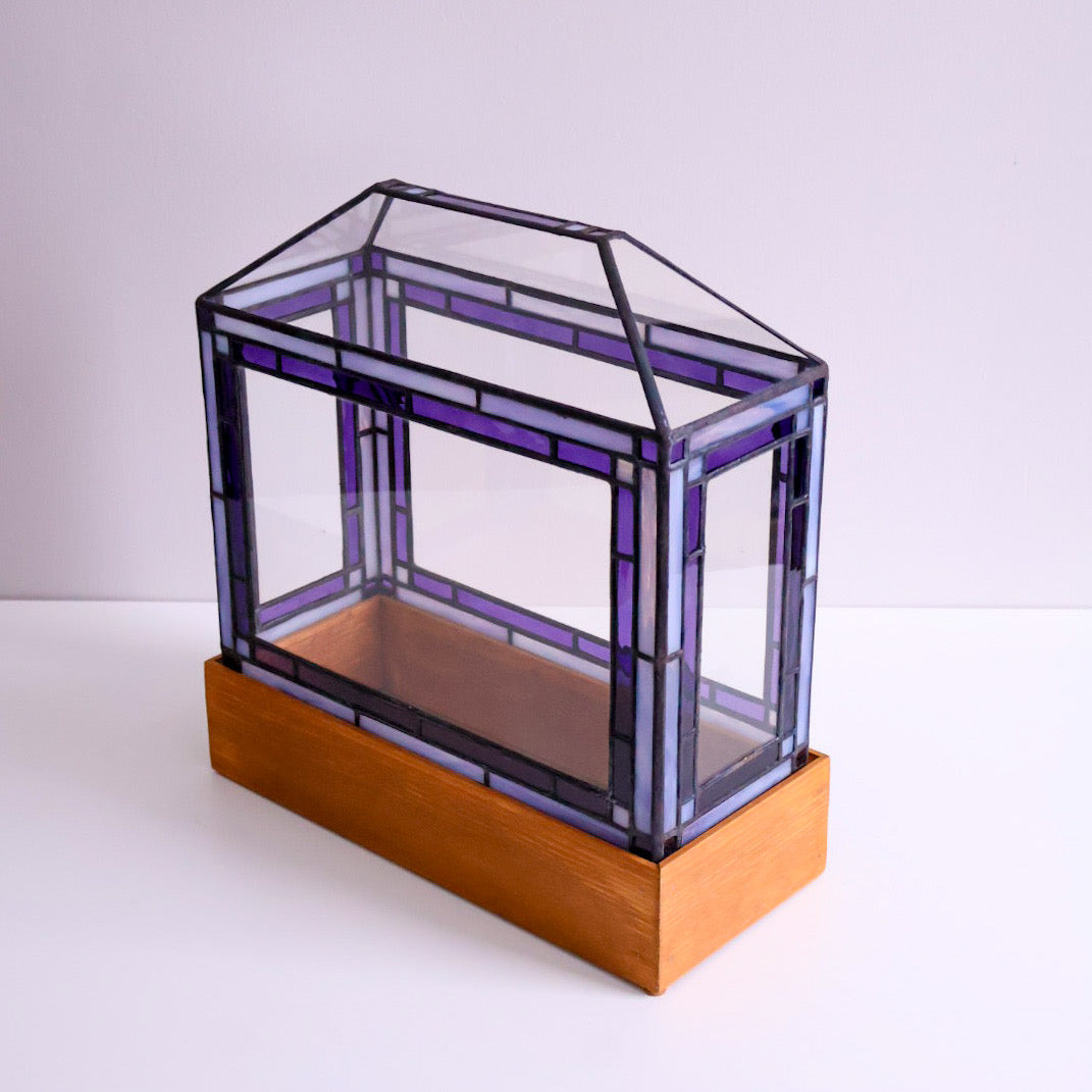 Purple and Violet Terrarium w/ Wood Base