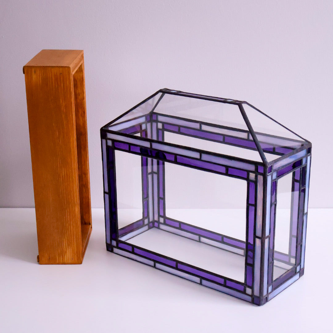 Purple and Violet Terrarium w/ Wood Base
