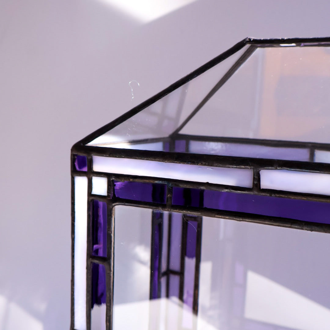 Purple and Violet Terrarium w/ Wood Base