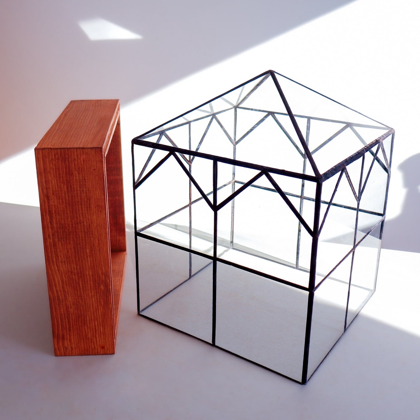 The Esau Terrarium, a beautiful handmade stained glass terrarium. 