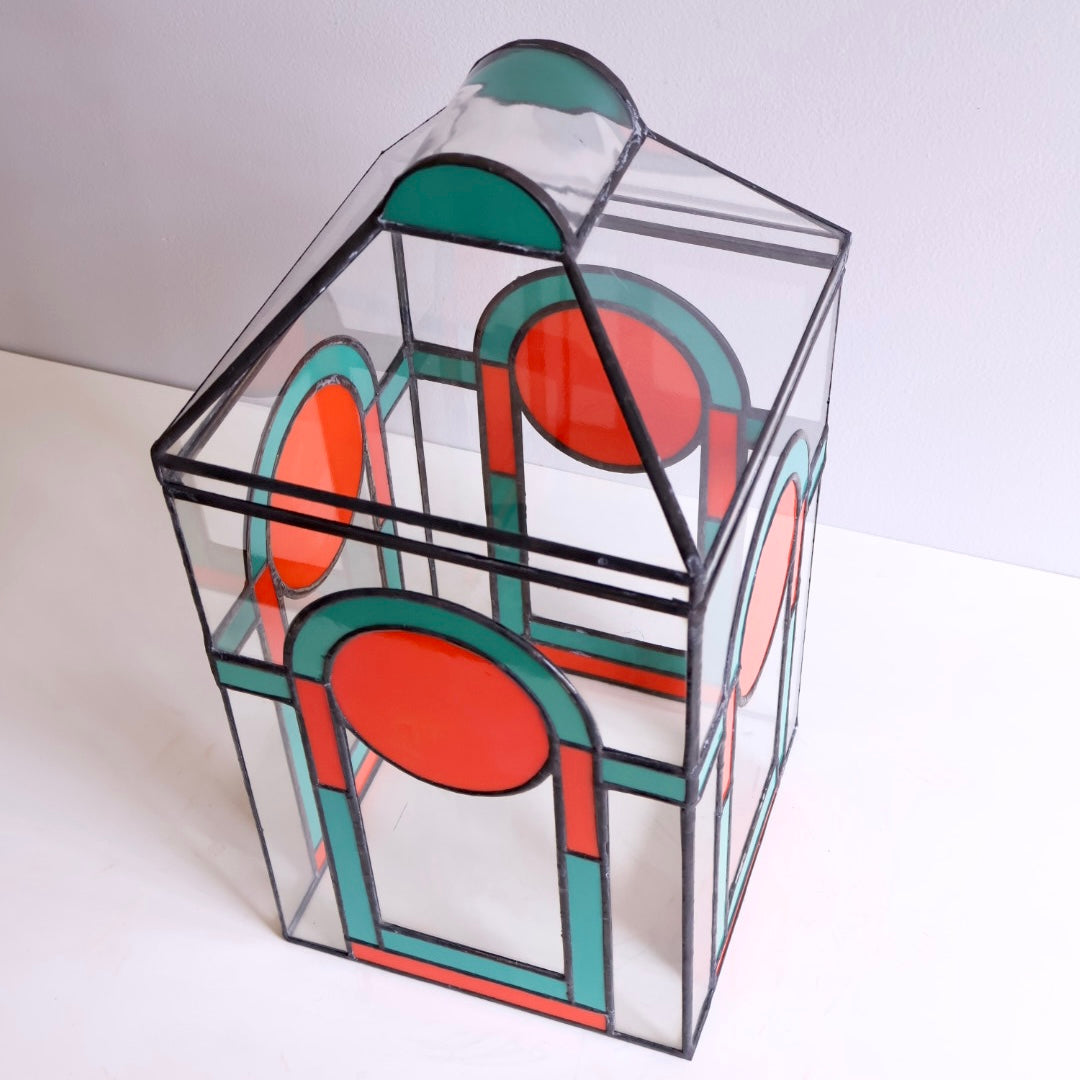 Disc Terrarium Arch and Disc Terrarium in Orange and Greens – LeadHead Glass